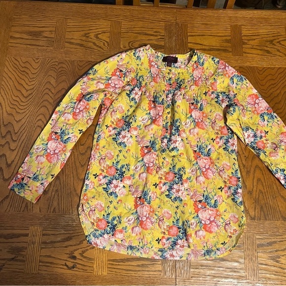 J. Crew Liberty Fabric Magical Bouquet Classic Popover Top in Yellow Floral Sz 0 - Picture 5 of 14